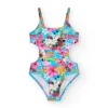 Bañador multicolor para niña con estampado tropical y tirantes