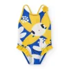 Bañador para niña en amarillo con flores y detalles 3D