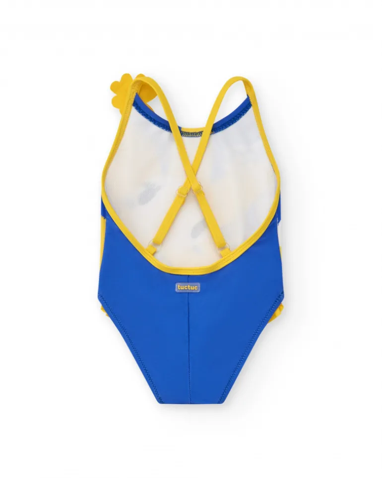 Bañador para niña en amarillo con flores y detalles 3D