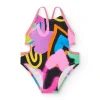 Bañador para niña en negro con estampado abstracto