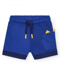 Bermuda para niño en azul con cordón amarillo