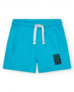 Bermuda para niño en azul con cintura elástica