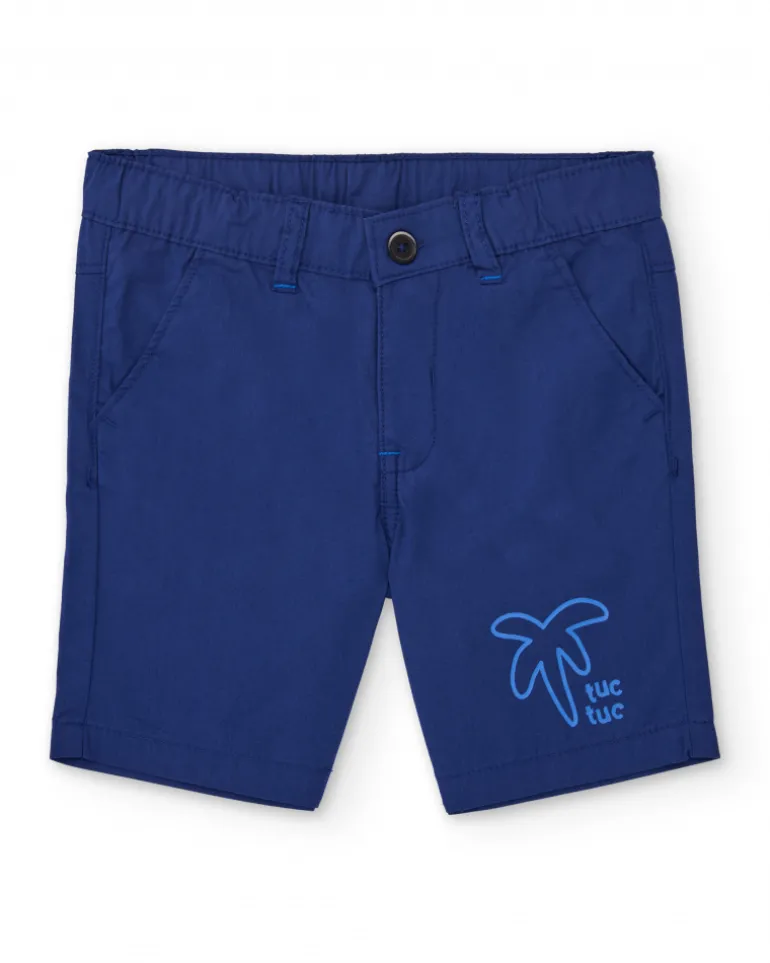 Bermuda para niño en azul con estampado de palmera
