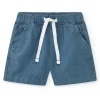 Bermuda para niño en azul con cintura ajustable y bolsillos