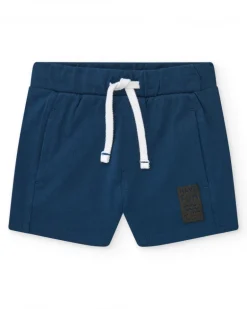 Bermuda para niño en azul con cintura ajustable y estampado