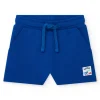 Bermuda para niño en azul con cintura ajustable y parche bordado