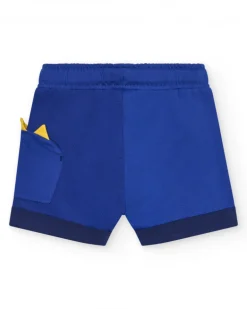 Bermuda para niño en azul con cordón amarillo