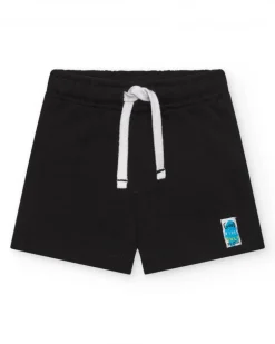 Bermuda para niño en negro con cordón blanco ajustable