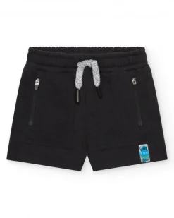 Bermuda para niño en negro con cintura ajustable