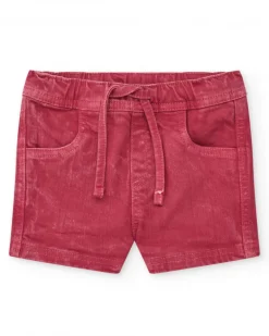 Bermuda para niño en rojo con efecto desgastado y cintura ajustable