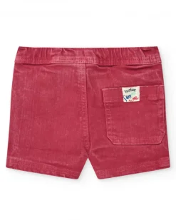 Bermuda para niño en rojo con efecto desgastado y cintura ajustable
