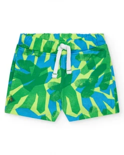 Bermuda para niño en verde y azul con estampado