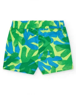 Bermuda para niño en verde y azul con estampado