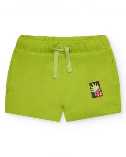 Bermuda verde para niño con bolsillos y cordón ajustable