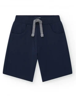 Bermudas para niño color azul marino con cintura ajustable y bolsillos