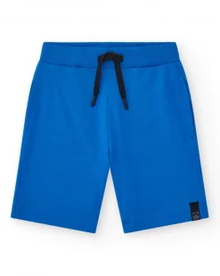 Bermudas para niño color azul con cintura ajustable y bolsillos