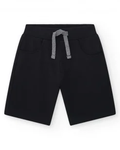 Bermudas para niño color negro con cintura ajustable y bolsillos