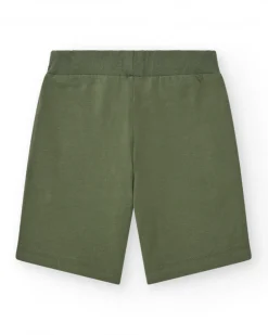 Bermudas para niño color verde con cintura ajustable y bolsillos