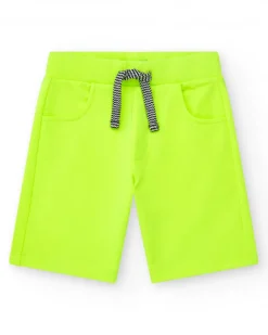 Bermudas para niño en amarillo con cintura ajustable y bolsillos
