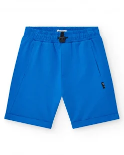Bermudas para niño en azul con cintura ajustable y bolsillos