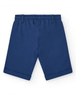 Bermudas para niño en azul marino con bolsillos y cintura elástica