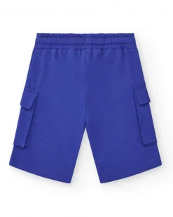 Bermudas para niño en azul con bolsillos y cintura elástica