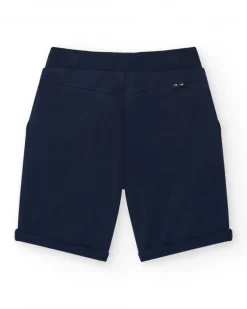 Bermudas para niño en azul con cintura ajustable y bolsillos frontales