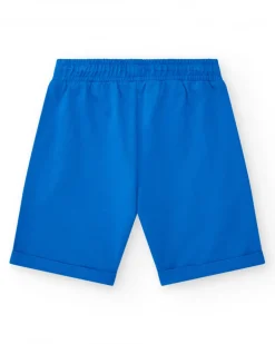 Bermudas para niño en azul con cintura ajustable y bolsillos