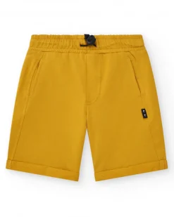 Bermudas para niño en naranja con cintura ajustable y bolsillos