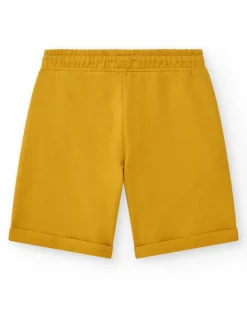 Bermudas para niño en naranja con cintura ajustable y bolsillos