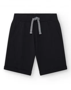Bermudas para niño en negro con cintura ajustable y bolsillos