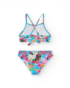 Bikini multicolor para niña con estampado tropical
