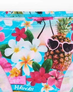 Bikini multicolor para niña con estampado tropical
