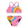 Bikini para niña en rosa con arcoíris y tirantes cruzados