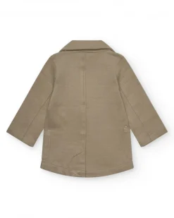 Blazer beige para niño con cierre de dos botones y bolsillos