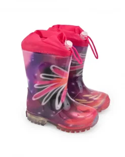 Botas de lluvia niña en fucsia con luces y diseño galáctico colección Cosmic Girl