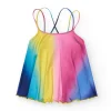 Camisa multicolor para niña con tirantes cruzados en la espalda