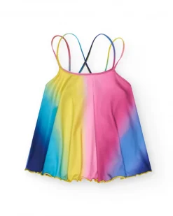 Camisa multicolor para niña con tirantes cruzados en la espalda