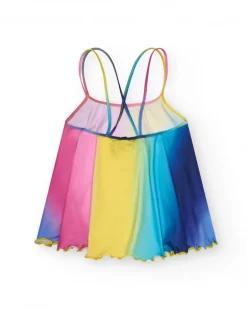 Camisa multicolor para niña con tirantes cruzados en la espalda