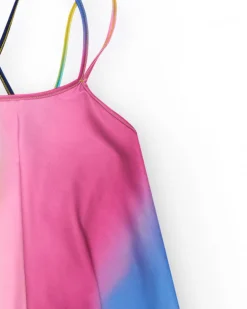 Camisa multicolor para niña con tirantes cruzados en la espalda