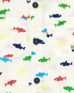 Camisa para niño en blanco con tiburones multicolor