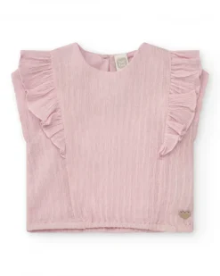 Camisa rosa claro para niña con volantes