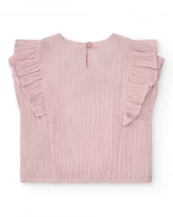 Camisa rosa claro para niña con volantes