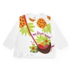 Camiseta blanca manga larga para niña con frutas bordadas y volante