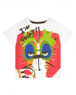 Camiseta blanca para niño con tigre y frase "I'm quiet!!"
