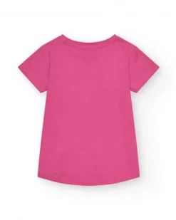 Camiseta de manga corta en rosa con estampado frontal