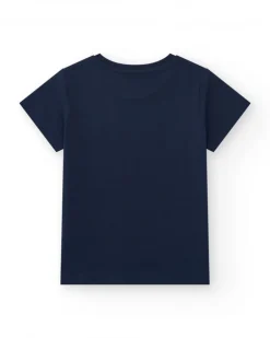 Camiseta de manga corta para niño en negro con estampado frontal