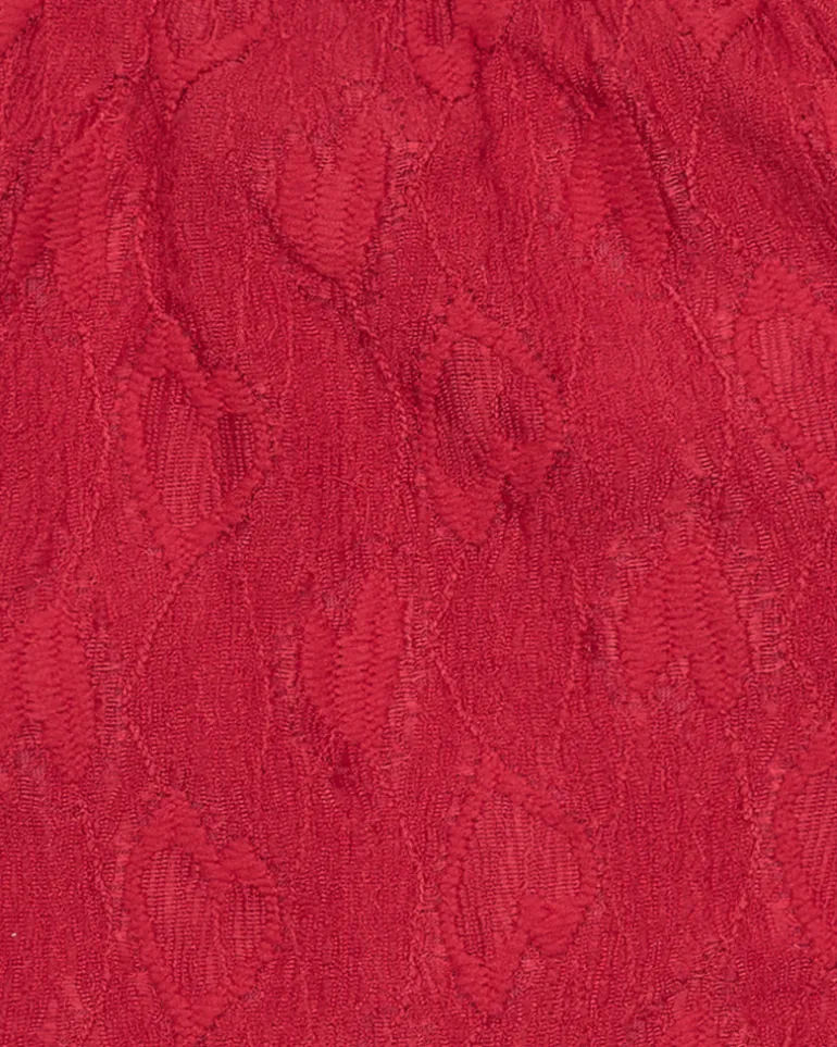 Camiseta de manga corta para niña en rojo con escote y mangas abullonadas