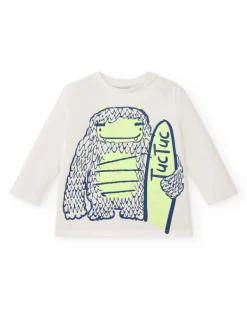 Camiseta de manga larga con estampado de Yeti y tabla de surf para niño de la colección Freezy