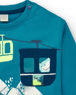 Camiseta de manga larga con estampado de pingüino snowboarder para niño de la colección Freezy